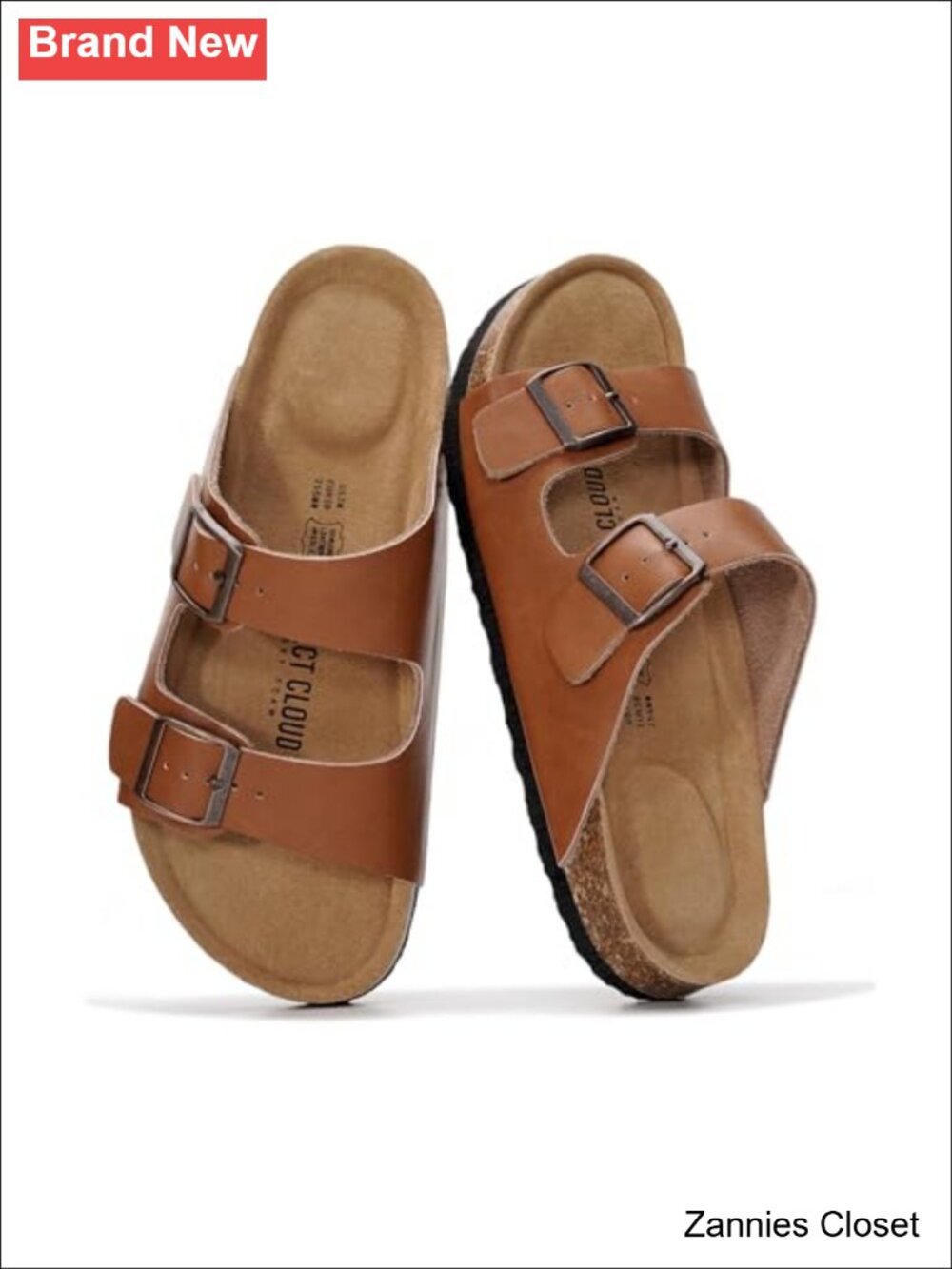 ✨ Genuine Leather Women's Slides Sandals Memory Foam Cork Footbed Everyday